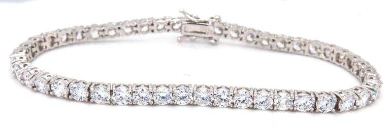 925 Sterling silver round brilliant cut cubic zirconia tennis bracelet