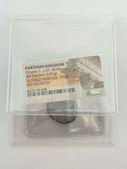 57-38BC Parthian Kingdom, Orodes II (RARE) NGC NO DECISION