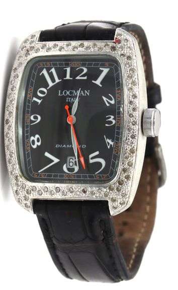 Locman diamond pave 32mm quartz black dial watch
