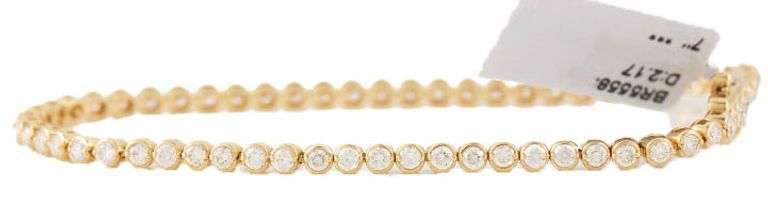 New 2.17ctw Round Diamond Bezel Set Tennis Bracelet in 14K