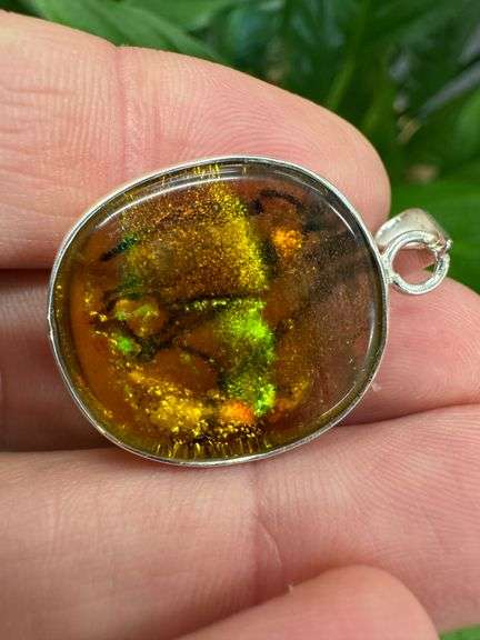 Sterling Silver 925 One of a Kind Dichroic Glass Pendant