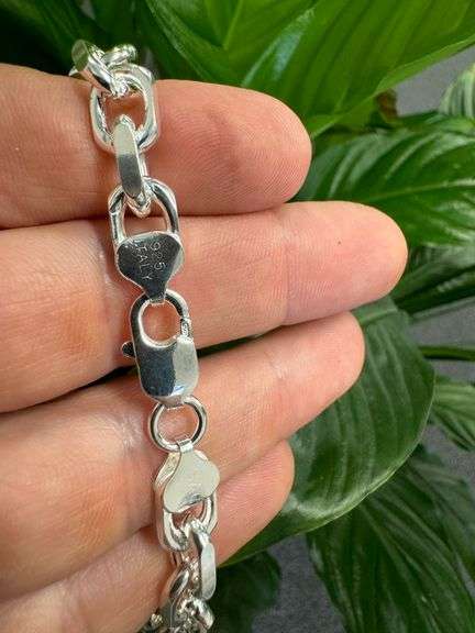 Sterling Silver Diamond-Cut Large Anchor Cable Chain 8mm Solid 925 Italy New Necklace 24"