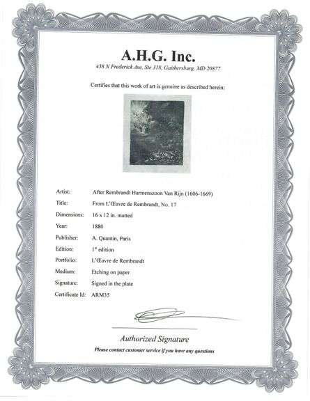 Extremely Rare and Collectible Antique Etching After Rembrandt, c. 1880