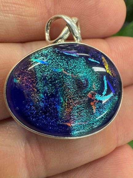Sterling Silver 925 One of a Kind Dichroic Glass Pendant