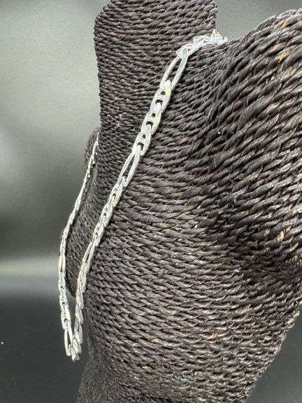 Sterling Silver 11.4mm Figaro Figarucci Chain Mariner Link 925 Italy Necklace 24"