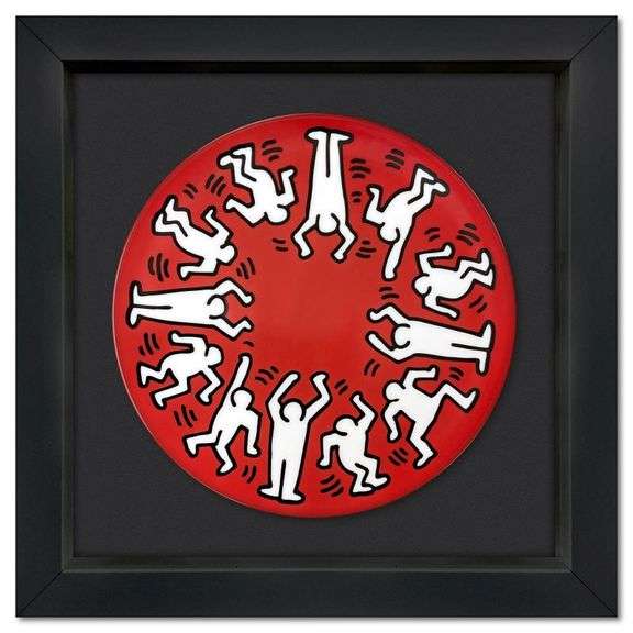 "White on Red" by Keith Haring (1958-1990)