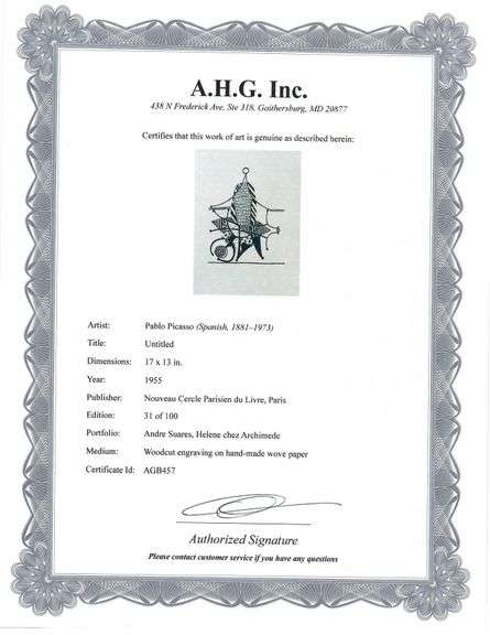 Extremely Collectible Vintage Picasso Woodcut on Paper