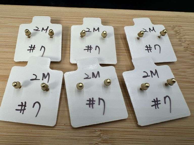 10k Yellow Gold 2mm Blue Green Pink CZ Earrings 6 pairs