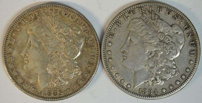 Scarce needle-sharp XF 1883-S & 1884-S Morgan Silver Dollars