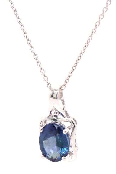 925 Sterling silver oval shaped tanzanite pendant on chain