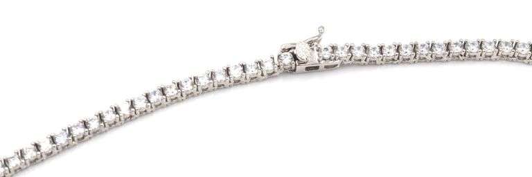 925 Sterling silver round brilliant cut cubic zirconia tennis necklace