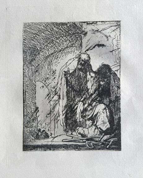 Extremely Rare and Collectible Antique Etching After Rembrandt, c. 1880