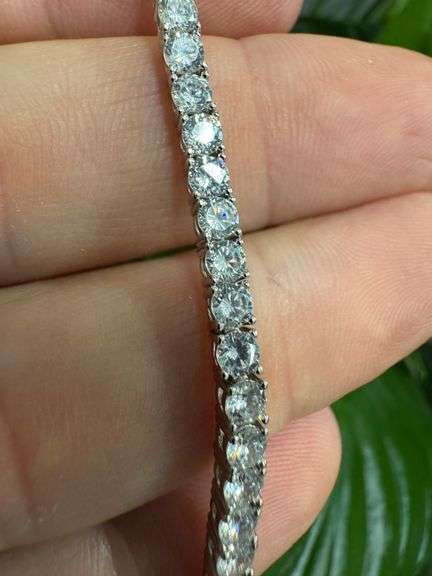 Rhodium Plated 925 Sterling Silver Round Clear CZ Tennis Necklace Bracelet 3mm 7"