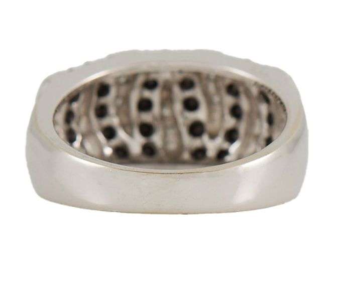 0.40ctw White and Black Diamond Striped Dome Ring in 14K