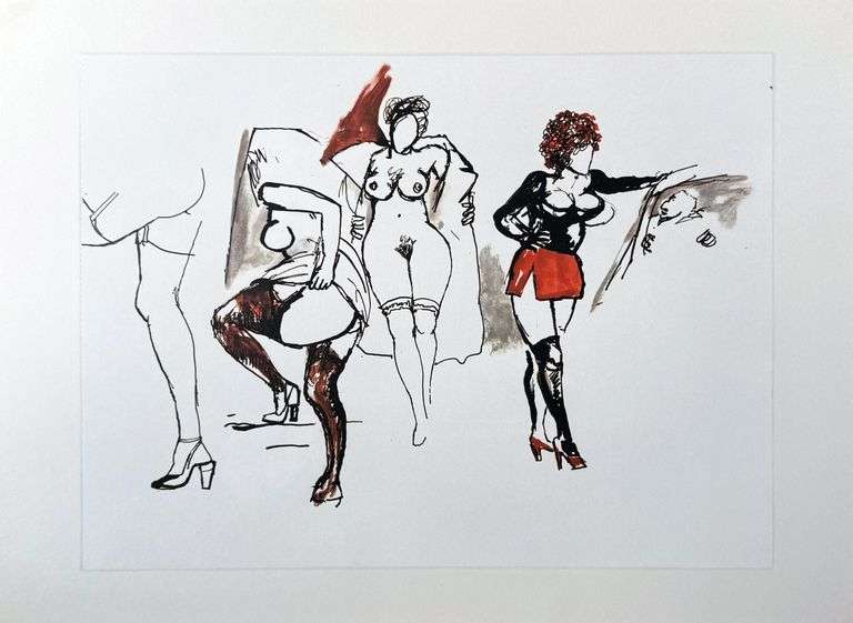 Collectible Vintage Renato Guttuso From 'Erotic Drawings' Drawings
