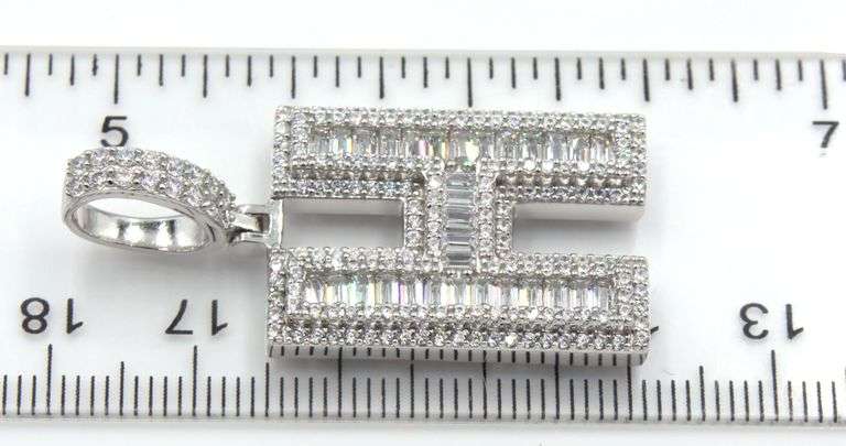 Initial H cubic zirconia pendant in 925 Sterling silver
