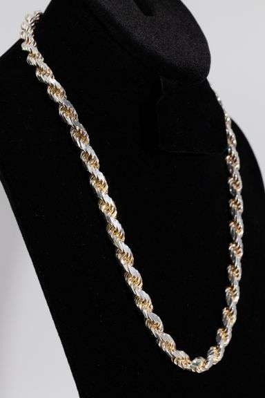 .925 Sterling Silver 8mm Diamond Cut Rop Chain 22 Inches