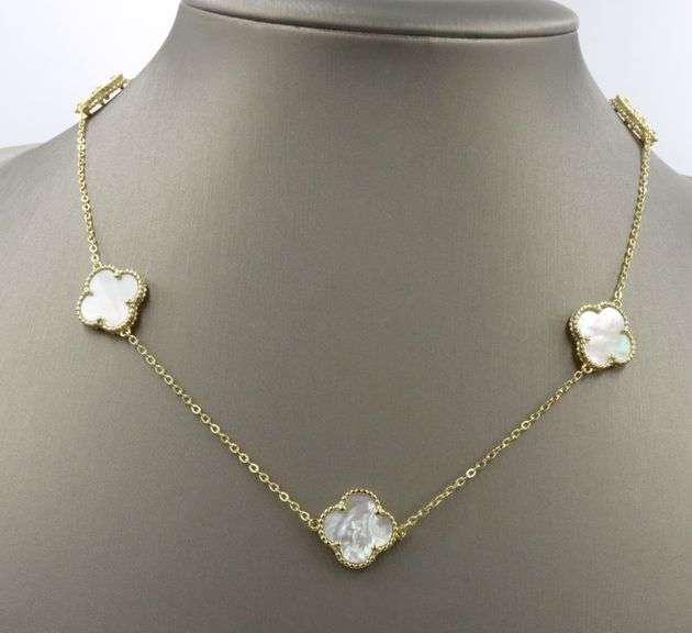 925 Sterling silver 5 clover mother of pearl necklace