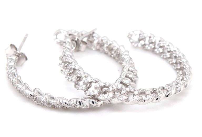 925 Sterling silver cubic zirconia wavy earrings