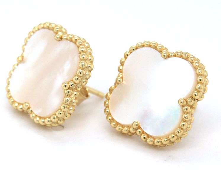 14mm mother of pearl stud earrings in 925 sterling silver