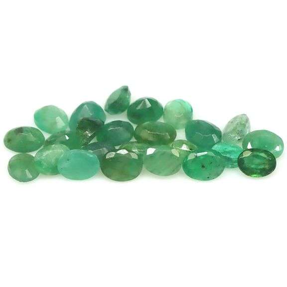 Heavy 8.58ct oval cut 24pc Zambian Emerald set!