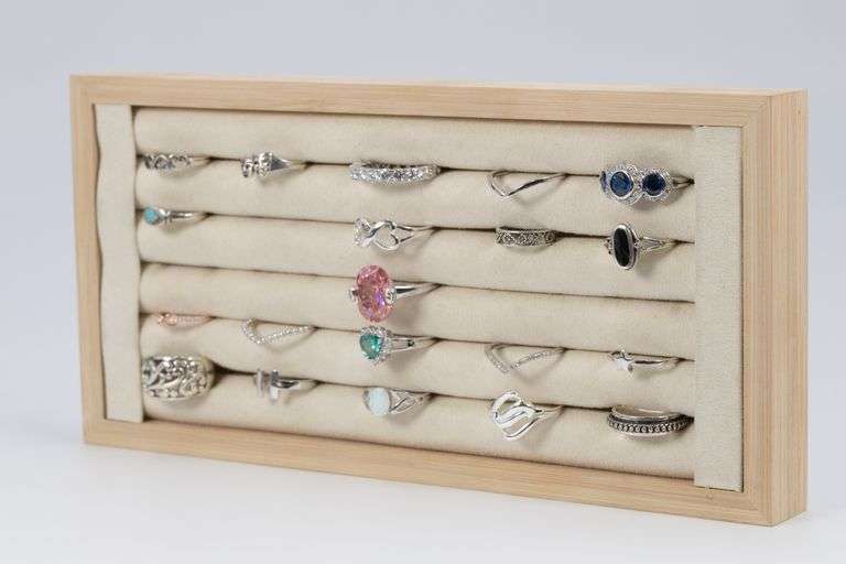 .925 Sterling Silver Curated Ring Set 20 RIng Lot Various Sizes & Styles