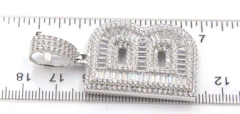 925 Sterling silver Initial B cubic zirconia pendant