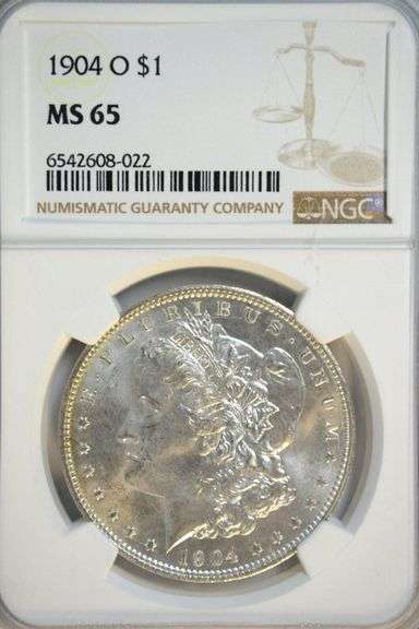 Beautiful blazing Gem BU 1904-O Morgan Silver Dollar. NGC MS65