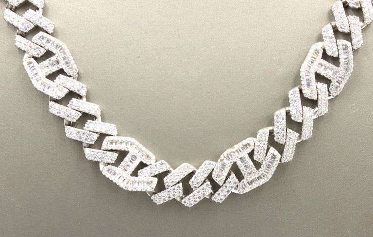 925 Sterling silver cubic zirconia link chain necklace
