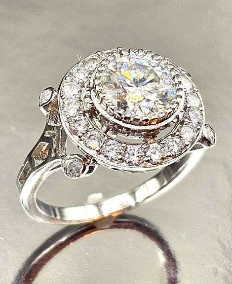 Beautiful 14 Kt White Gold Plate 3 Ct White Lab Simulated Diamond Ring