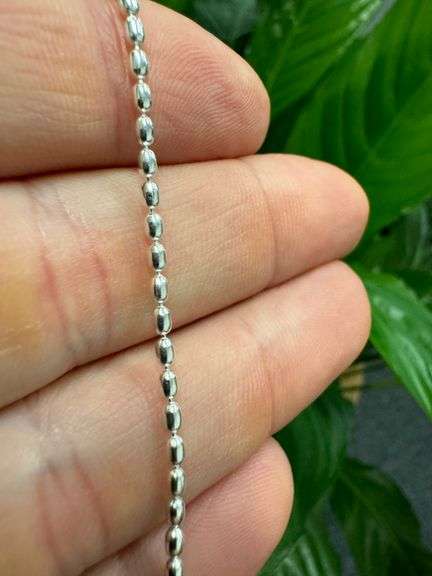 Sterling Silver Italian Oval Ball Bead Chain 1.8mm 925 Italy Rice Bracelet 8"