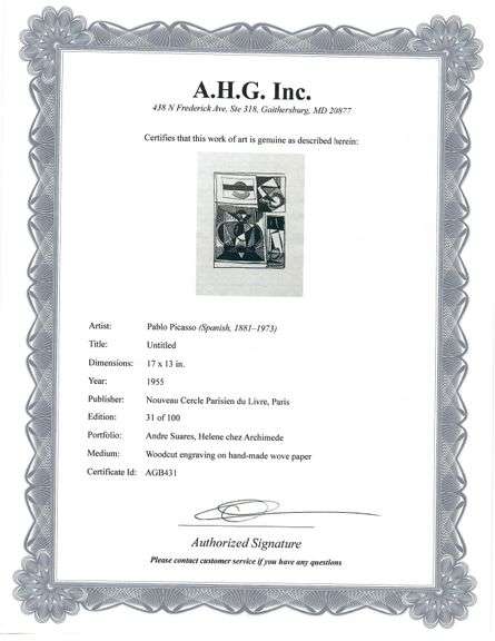 Highly Collectible Picasso Woodcut Circa 1955