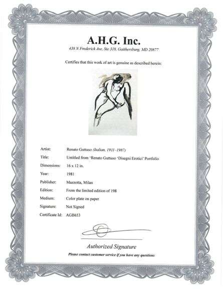 Limited Edition Renato Guttuso Artwork from 'Disegni Eritoci' Portfolio