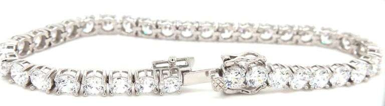 925 Sterling silver round brilliant cut cubic zirconia tennis bracelet