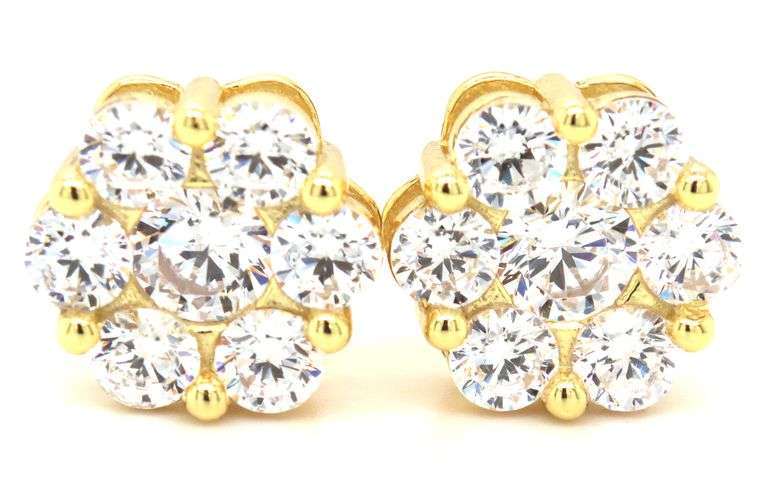 925 Sterling silver flower style cubic zirconia stud earrings