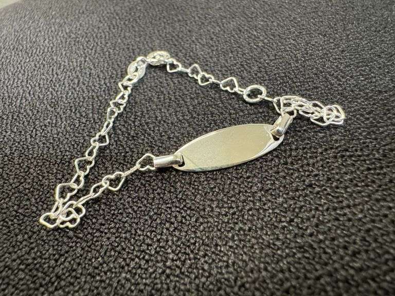 Sterling Silver 925 7mm ID Bracelet Heart Link Chain 6"