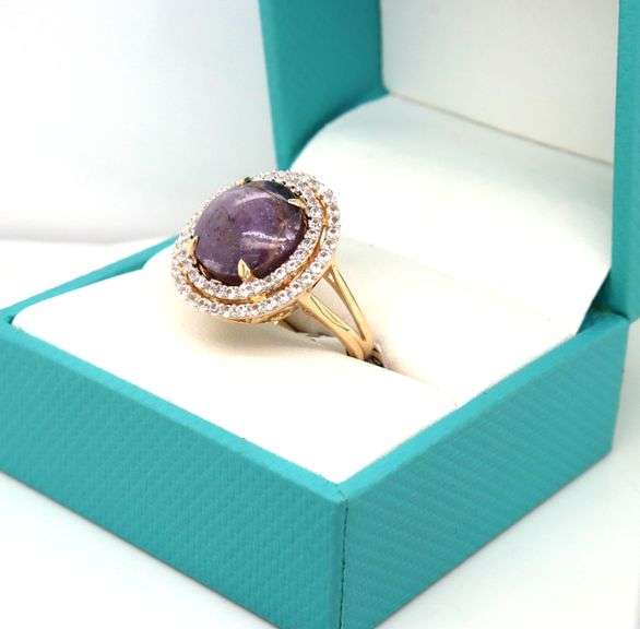 Gorgeous Massive 15.06CTS Round Cabochon-Cut Star Ruby & White Sapphire Ring in 14K Gold Over Sterli