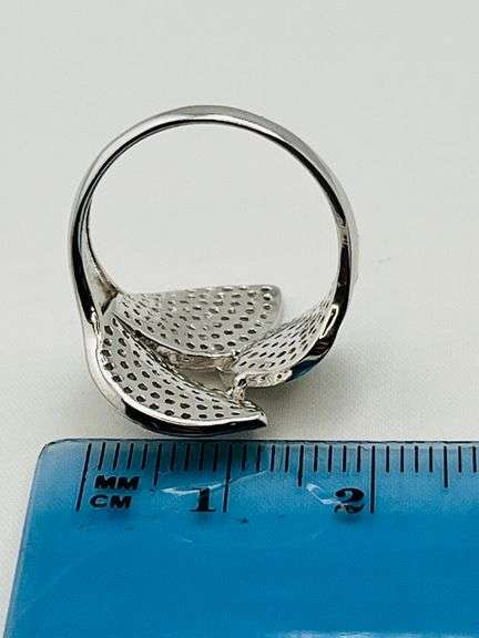 925 Sterling Silver Full Moissanite Pave Three Leaf Design Ring