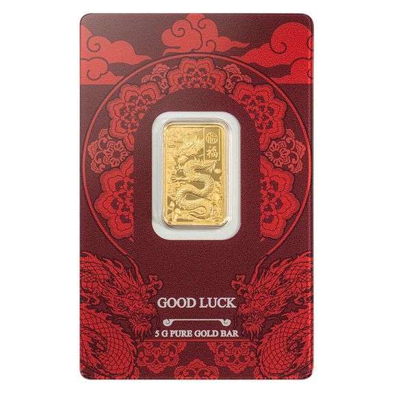 Pamp Suisse Good Luck 5g Gold Bar Yellow Dragon