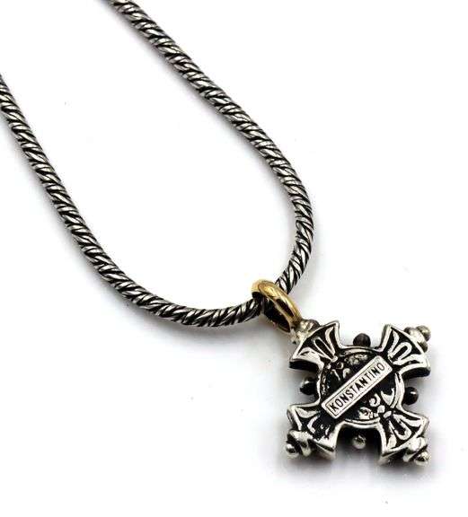 Konstantion 2 tone maltese cross pendant on chain