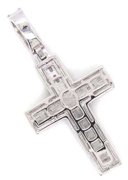 925 Sterling silver cubic zirconia double cross pendant