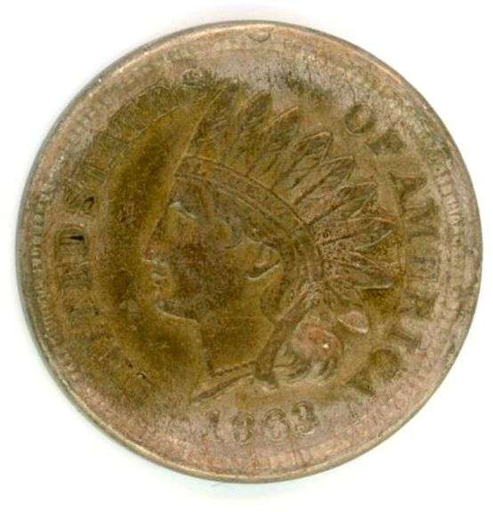 1863 Copper Nickel Indian Head Cent in AU