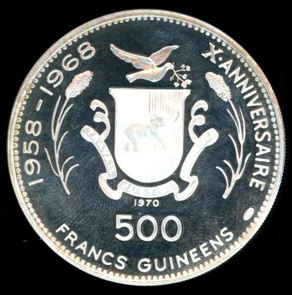 1970 Republic of Guinea Chephren Proof 500 Franc Silver Coin