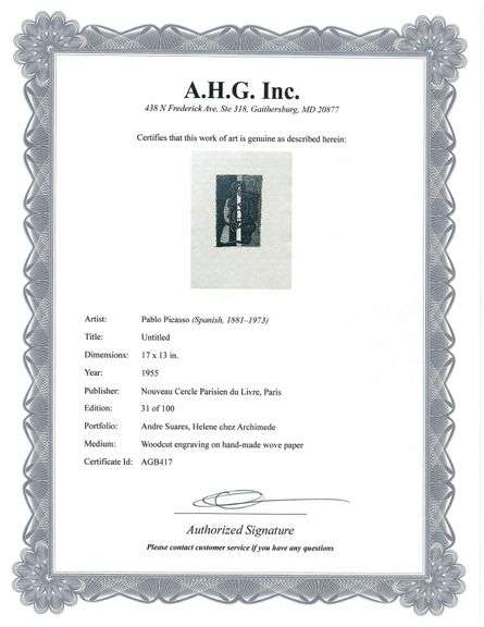 Rare Pablo Picasso Woodcut Circa 1955 Out of Only 100