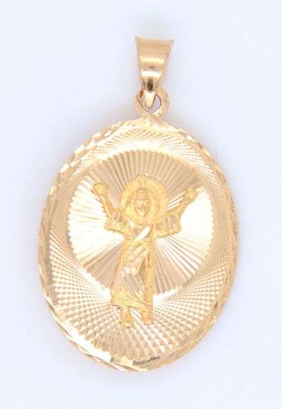 14KT Tri-color Gold Virgin Mary Pendant