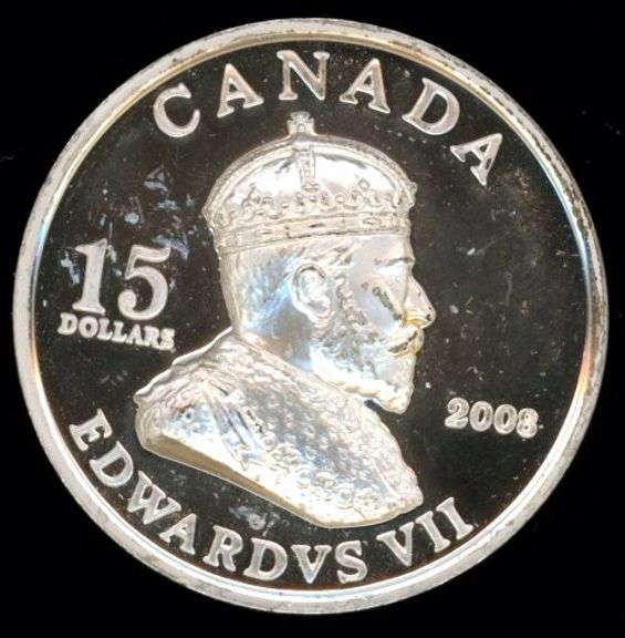 Ultra High Relief 2008 Canada $15 Prooflike Sterling Silver Coin. Edward VII/Elizabeth II