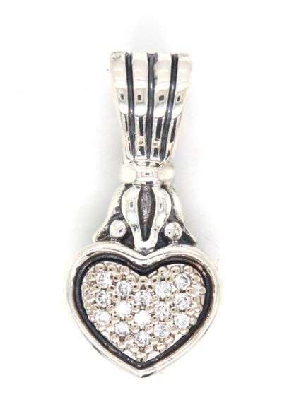 925 Sterling silver Lagos Pave diamond heart enhancer pendant