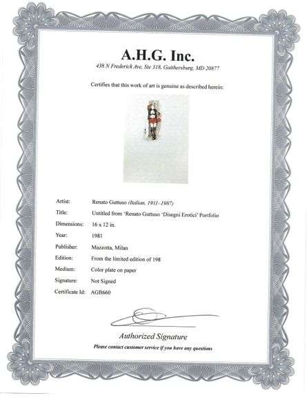Rare Vintage Renato Guttuso Erotic Art Circa 1981