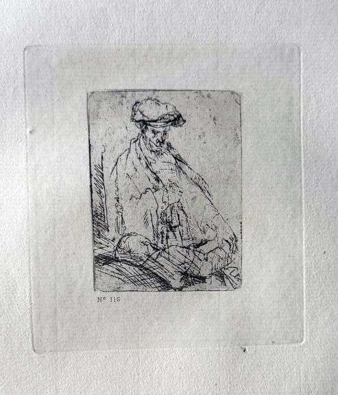 Extremely Rare and Collectible Antique Etching After Rembrandt, c. 1880