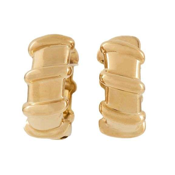 Roberto Coin Nabucco Polished Triple Ridged Hoop Earrings in 18K